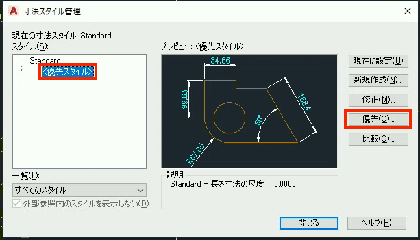 優先スタイル