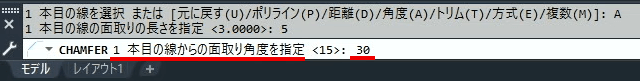 30（1本目の線からの面取り角度）を入力