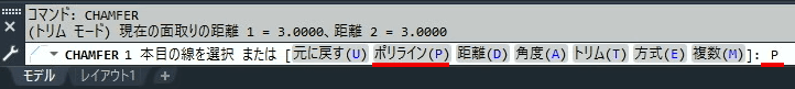 P（ポリライン）を入力
